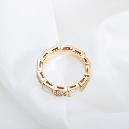 [Solara Jewelry]SERPENTI RING PINK GOLD MOP DIAMOND PAVED 4MM