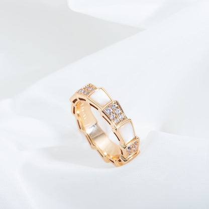 [Solara Jewelry]SERPENTI RING PINK GOLD MOP DIAMOND PAVED 4MM