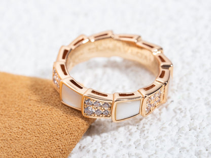 [Solara Jewelry]SERPENTI RING PINK GOLD MOP DIAMOND PAVED 4MM