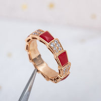 [Solara Jewelry]SERPENTI RING PINK GOLD CARNELIAN DIAMOND PAVED 4MM