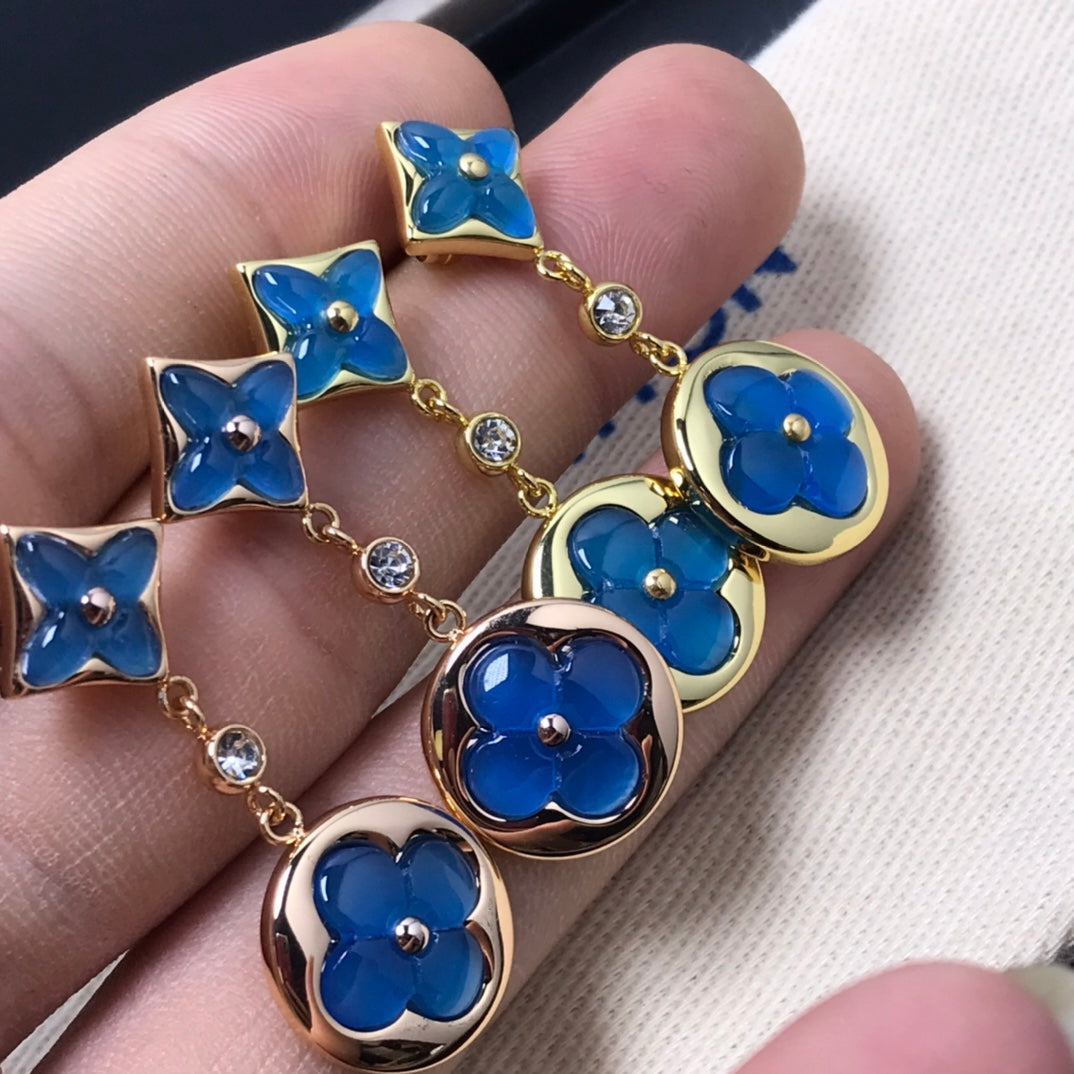 [Solara Jewelry]STAR AND SUN AGATE DIAMOND EARRINGS