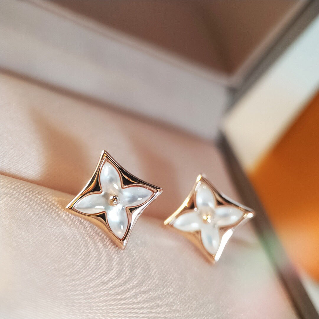 [Solara Jewelry]STAR MOP PINK GOLD EARRINGS