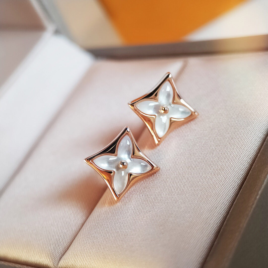 [Solara Jewelry]STAR MOP PINK GOLD EARRINGS