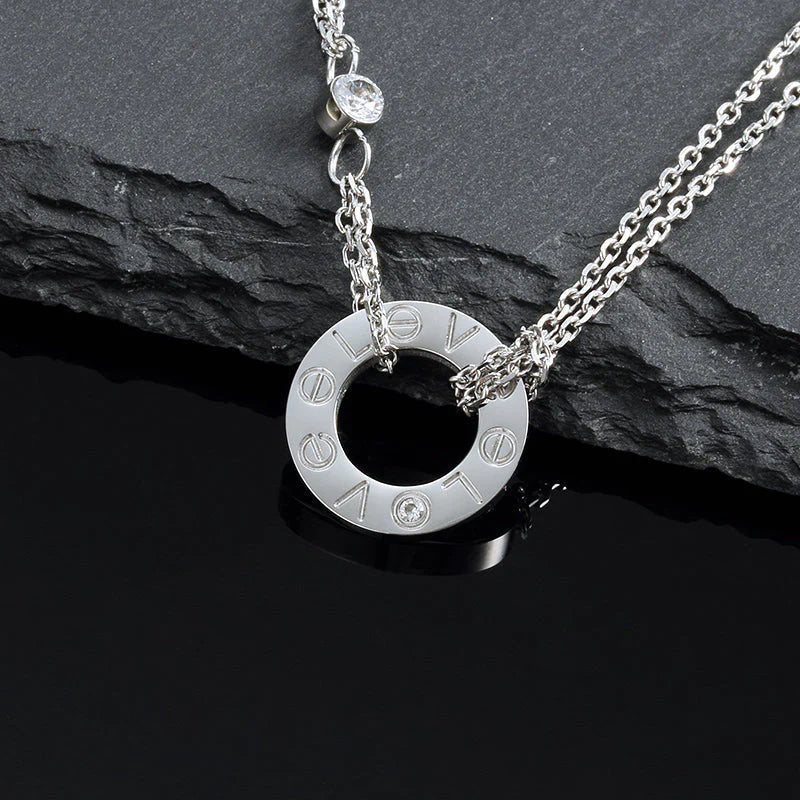 [Solara Jewelry]LOVE NECKLACE 16MM 2 DIAMONDS