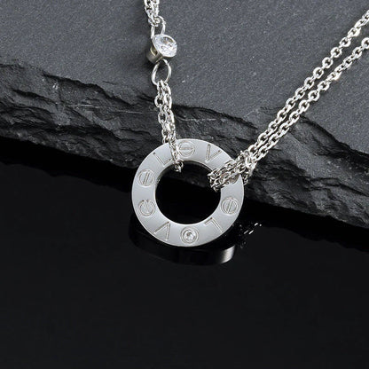 [Solara Jewelry]LOVE NECKLACE 16MM 2 DIAMONDS