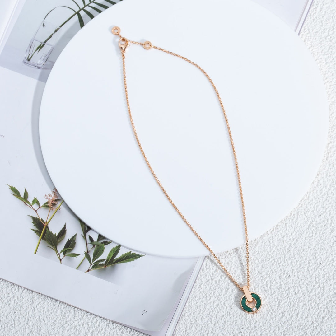 [Solara Jewelry]GARI NECKLACE PINK GOLD MALACHITE