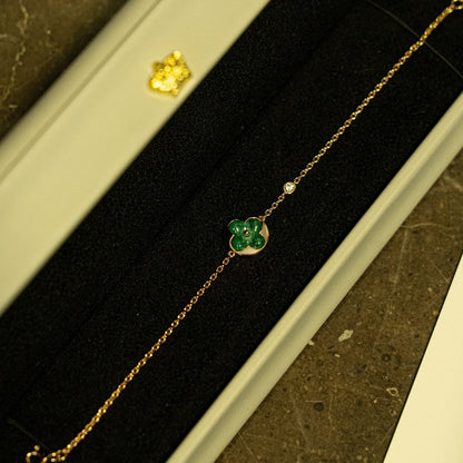 [Solara Jewelry]SUN MALACHITE 1 DIAMOND PINK GOLD BRACELET