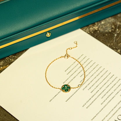 [Solara Jewelry]SUN MALACHITE 1 DIAMOND PINK GOLD BRACELET