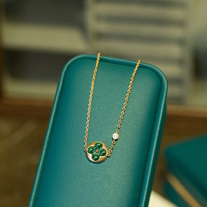 [Solara Jewelry]SUN MALACHITE 1 DIAMOND PINK GOLD BRACELET