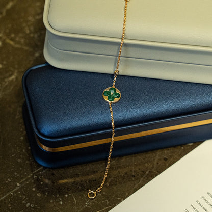 [Solara Jewelry]SUN MALACHITE 1 DIAMOND PINK GOLD BRACELET