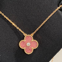[Solara Jewelry]CLOVER 15MM DIAMANT RHODONIT HALSKETTE