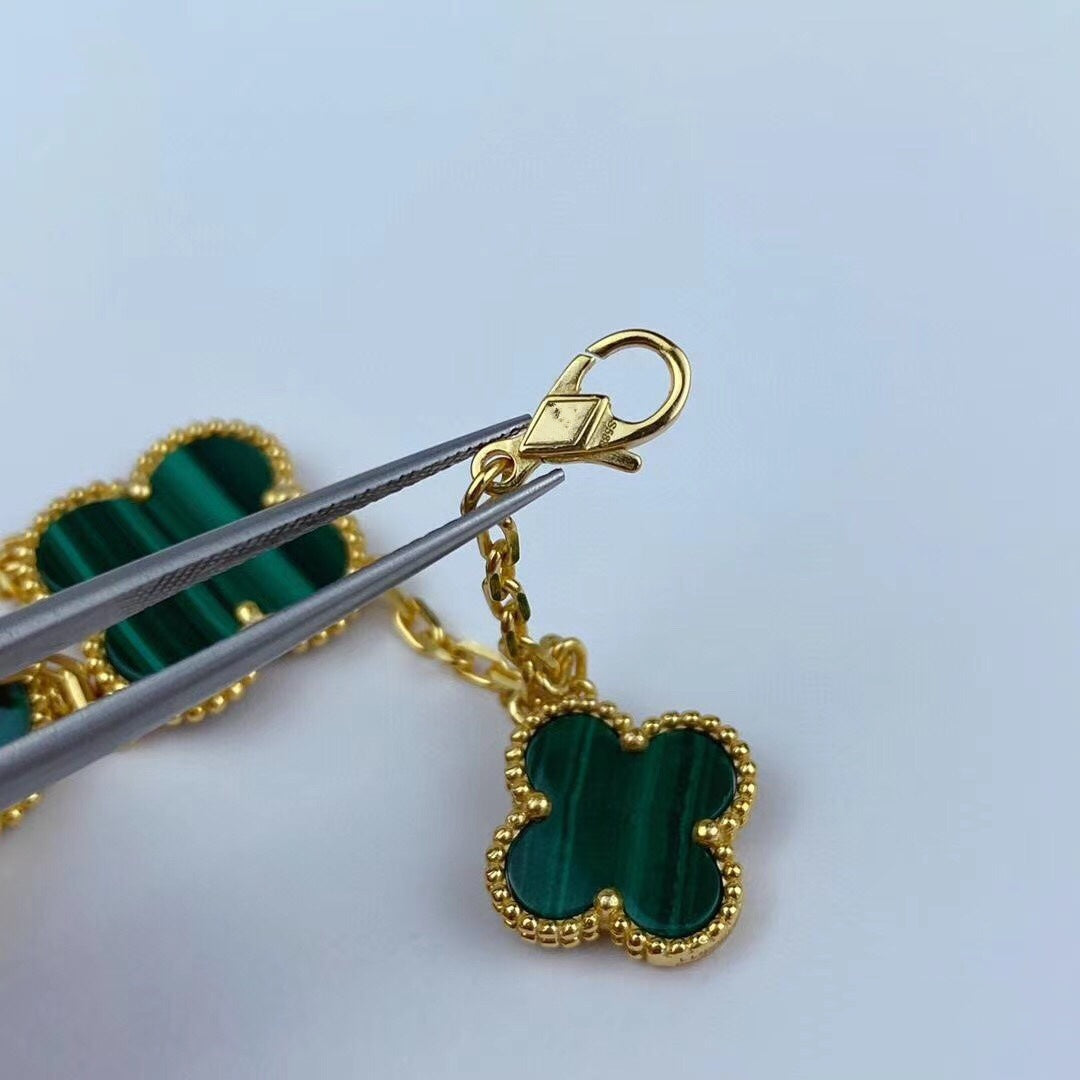 [Solara Jewelry]MAGIC CLOVER MALACHITE GOLD BRACELET 5 MOTIFS