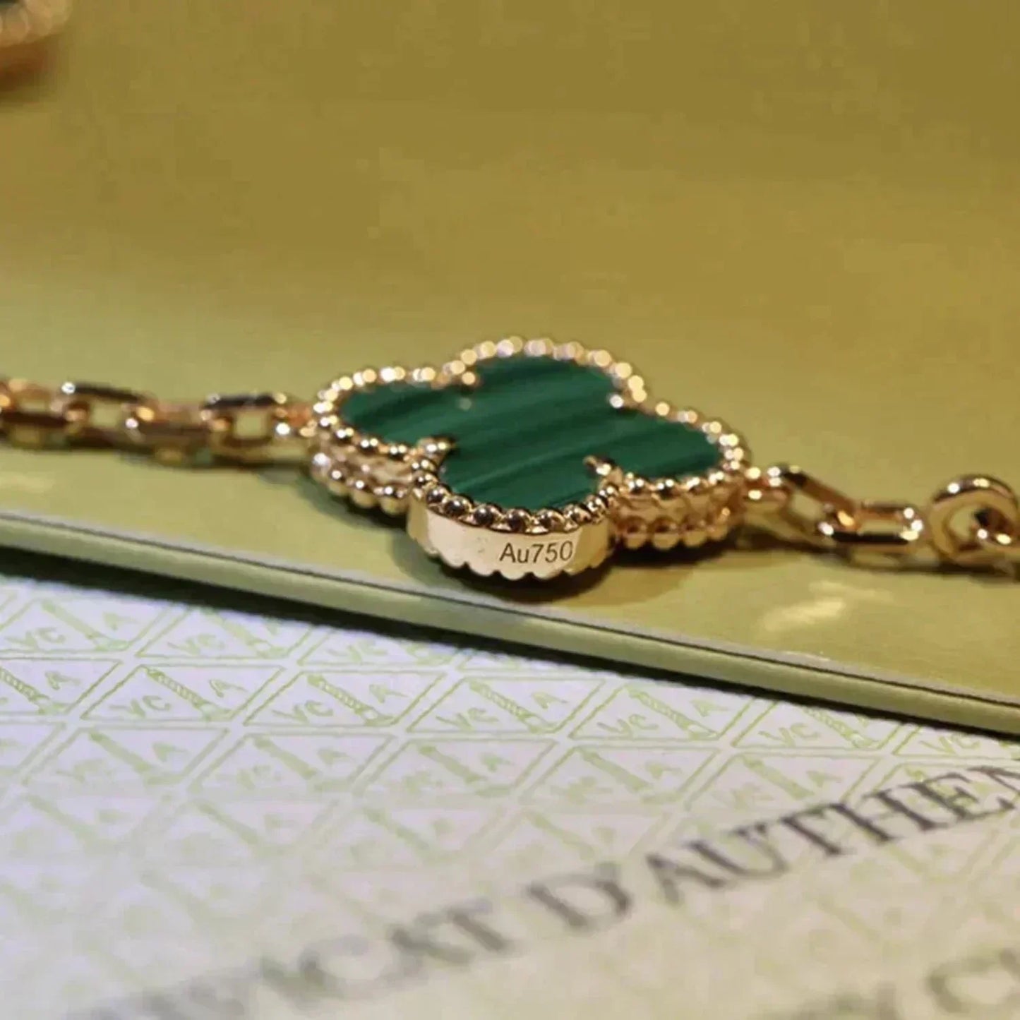 [Solara Jewelry]CLOVER 5 MOTIFS MALACHITE BRACELET