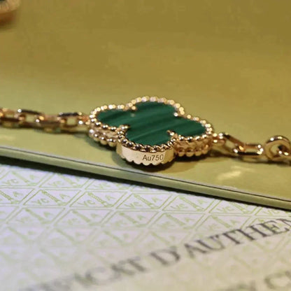 [Solara Jewelry]CLOVER 5 MOTIFS MALACHITE BRACELET