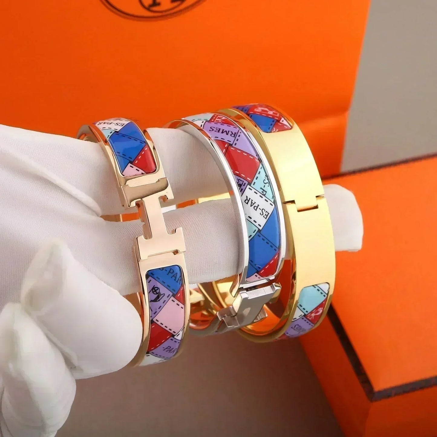 [Solara Jewelry]H BRACELET DOTTED BORDER 12MM