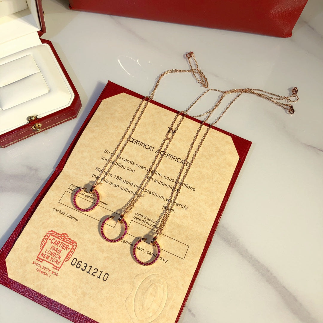 [Solara Jewelry]JUSTE NECKLACE GOLD RED DIAMONDS