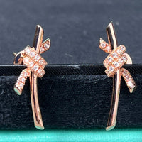[Solara Jewelry]KNOT EARRINGS PINK GOLD DIAMOND