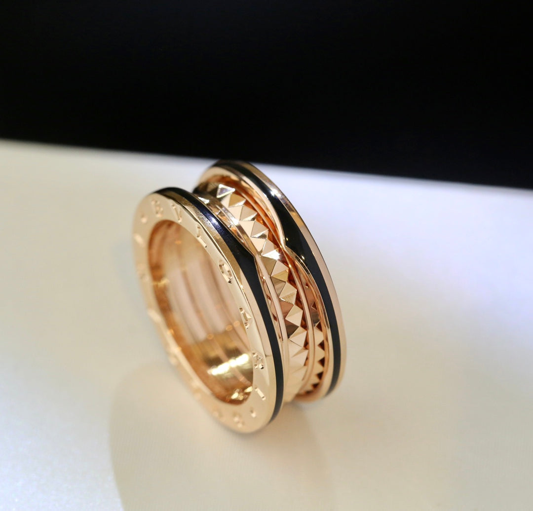 [Solara Jewelry]ZERO 1 PINK GOLD BLACK CERAMIC RING
