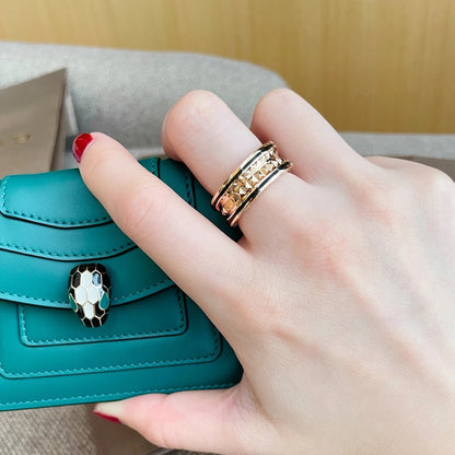 [Solara Jewelry]ZERO 1 PINK GOLD BLACK CERAMIC RING