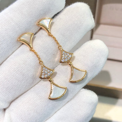 [Solara Jewelry]DREAM EARRINGS 3 MOTIFS DIAMOND MOP PINK GOLD