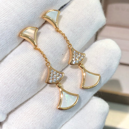 [Solara Jewelry]DREAM EARRINGS 3 MOTIFS DIAMOND MOP PINK GOLD