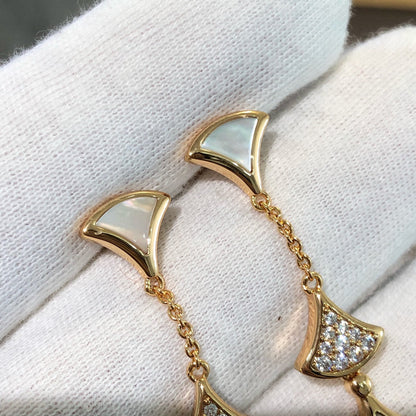 [Solara Jewelry]DREAM EARRINGS 3 MOTIFS DIAMOND MOP PINK GOLD