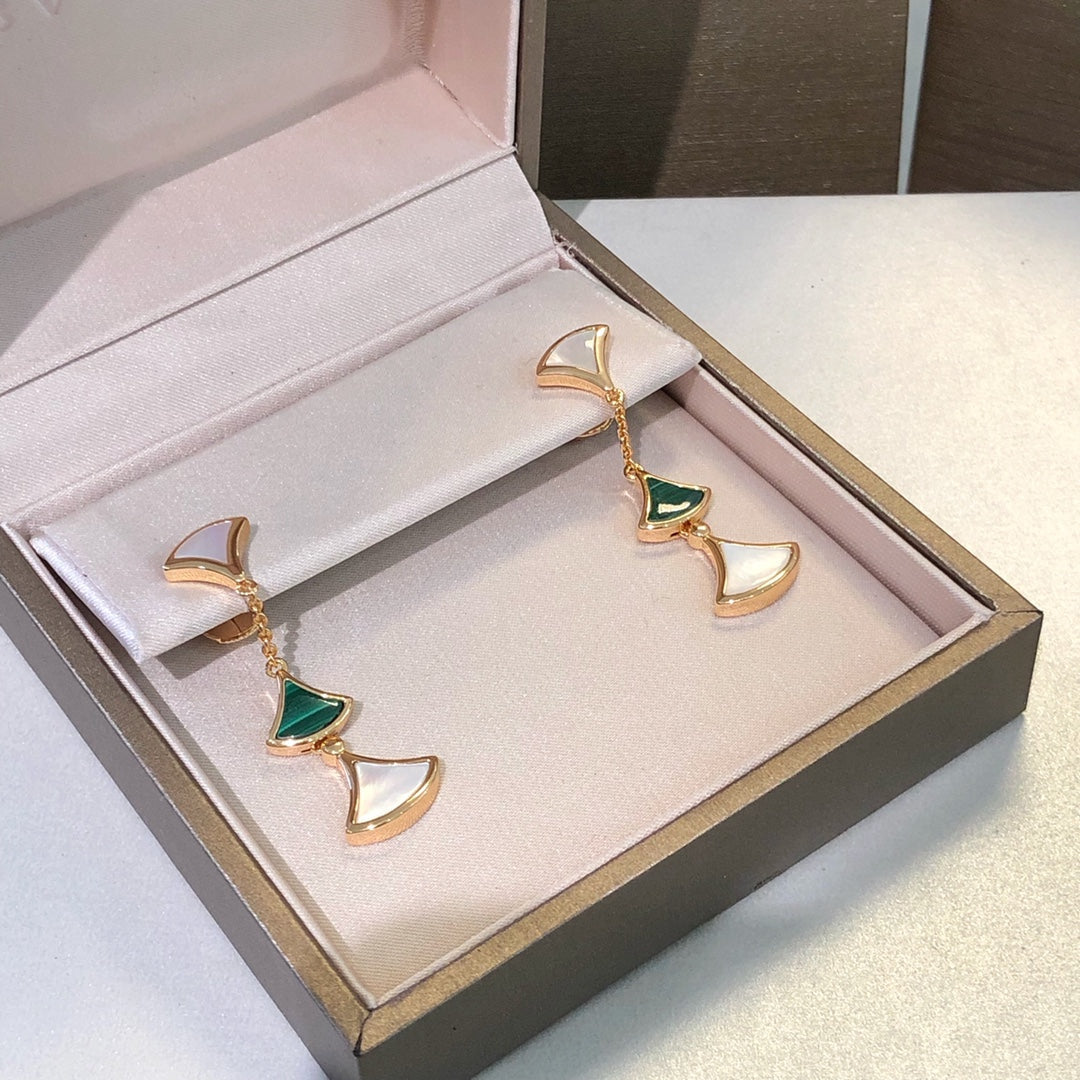 [Solara Jewelry]DREAM EARRINGS 3 MOTIFS MALACHITE MOP PINK GOLD