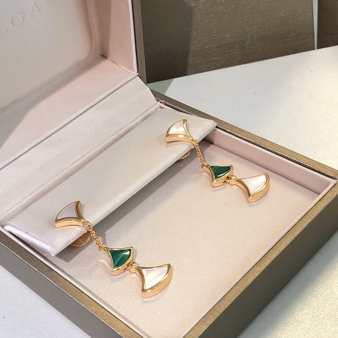 [Solara Jewelry]DREAM EARRINGS 3 MOTIFS MALACHITE MOP PINK GOLD