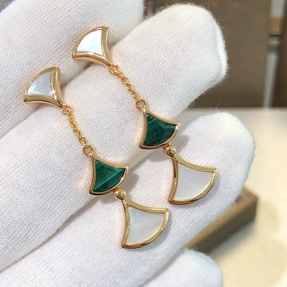 [Solara Jewelry]DREAM EARRINGS 3 MOTIFS MALACHITE MOP PINK GOLD