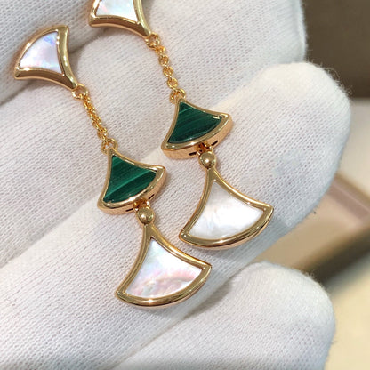 [Solara Jewelry]DREAM EARRINGS 3 MOTIFS MALACHITE MOP PINK GOLD