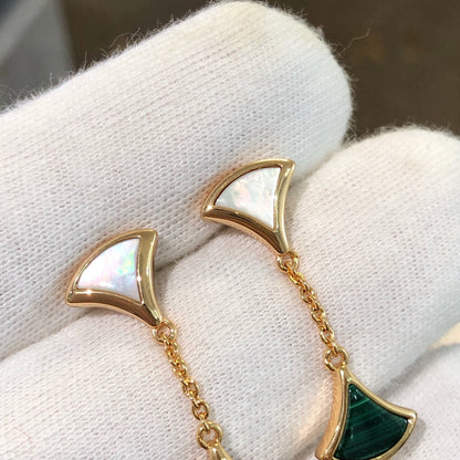 [Solara Jewelry]DREAM EARRINGS 3 MOTIFS MALACHITE MOP PINK GOLD