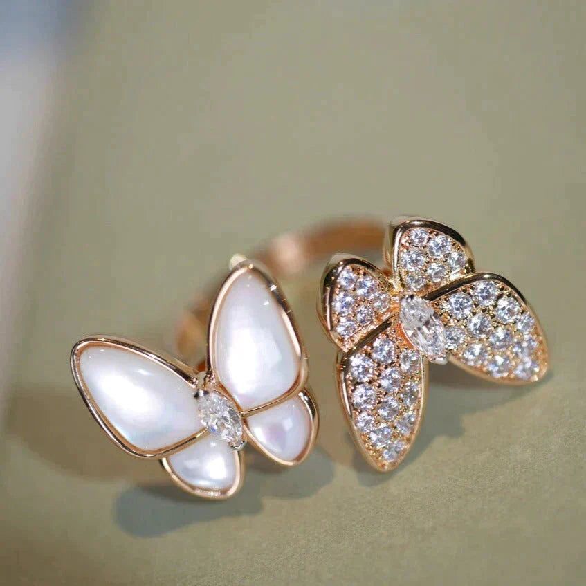 [Solara Jewelry]TWIN BUTTERFLY DIAMOND MOP RING