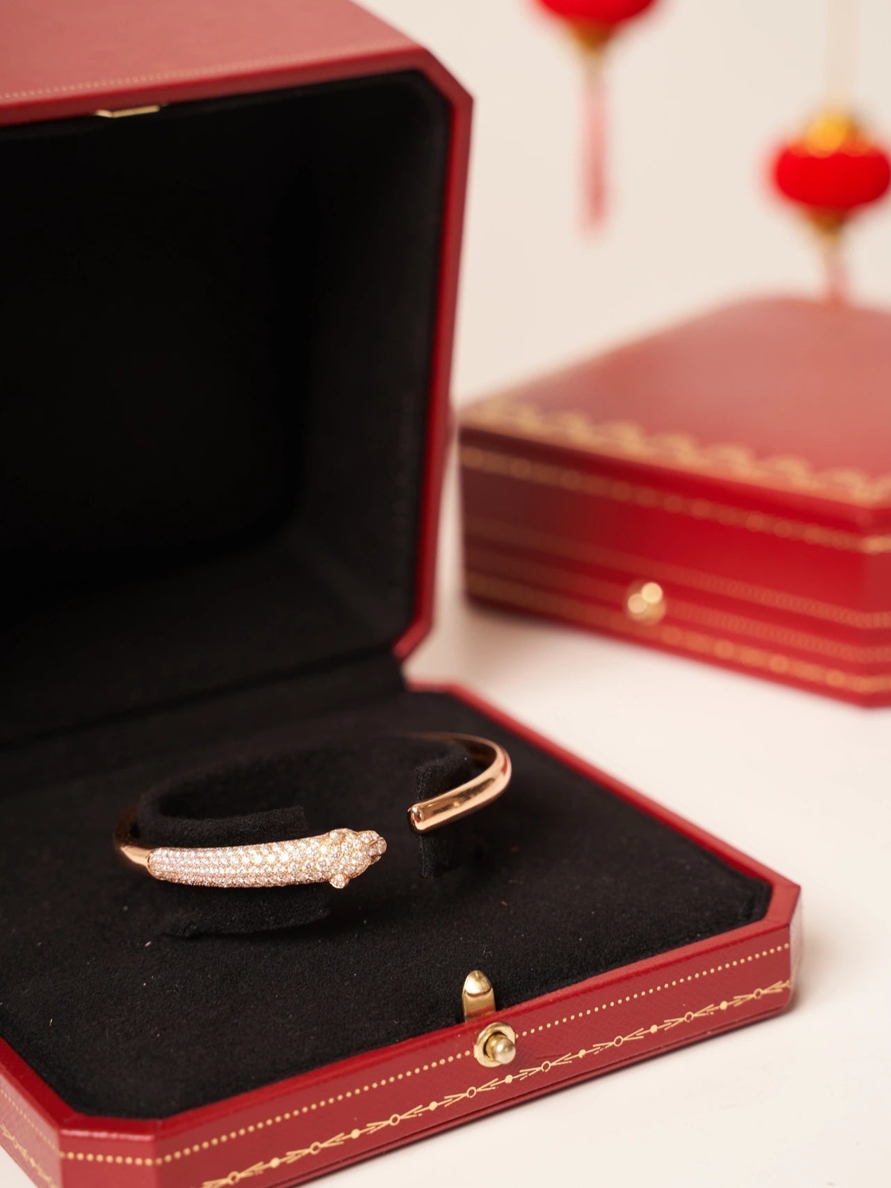 [Solara Jewelry]PANTHERE ROSE GOLD DIAMOND OPEN BRACELET
