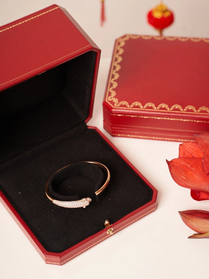 [Solara Jewelry]PANTHERE ROSE GOLD DIAMOND OPEN BRACELET