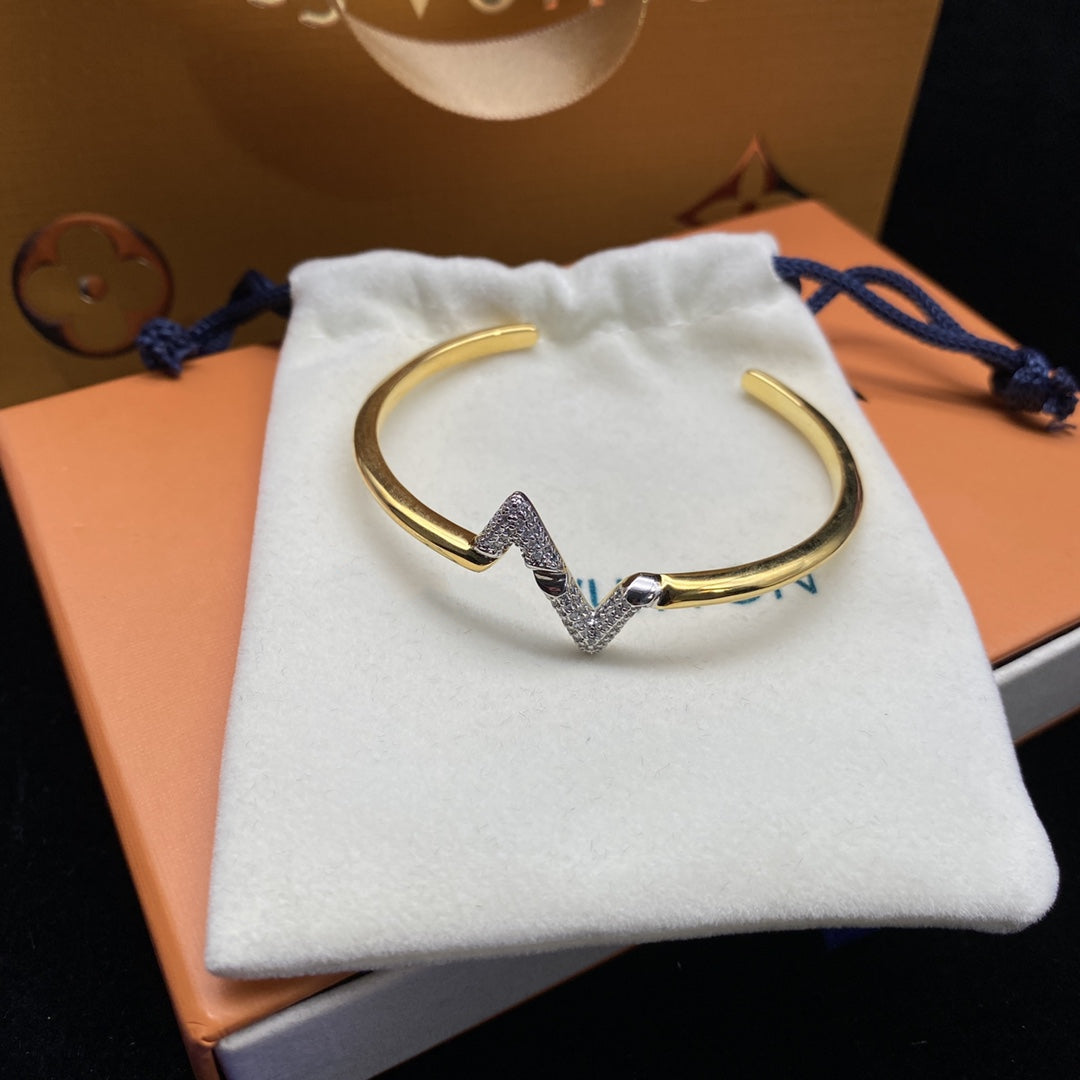 [Solara Jewelry]VOLTE UPSITE DOWN DIAMOND GOLD OPEN BRACELET