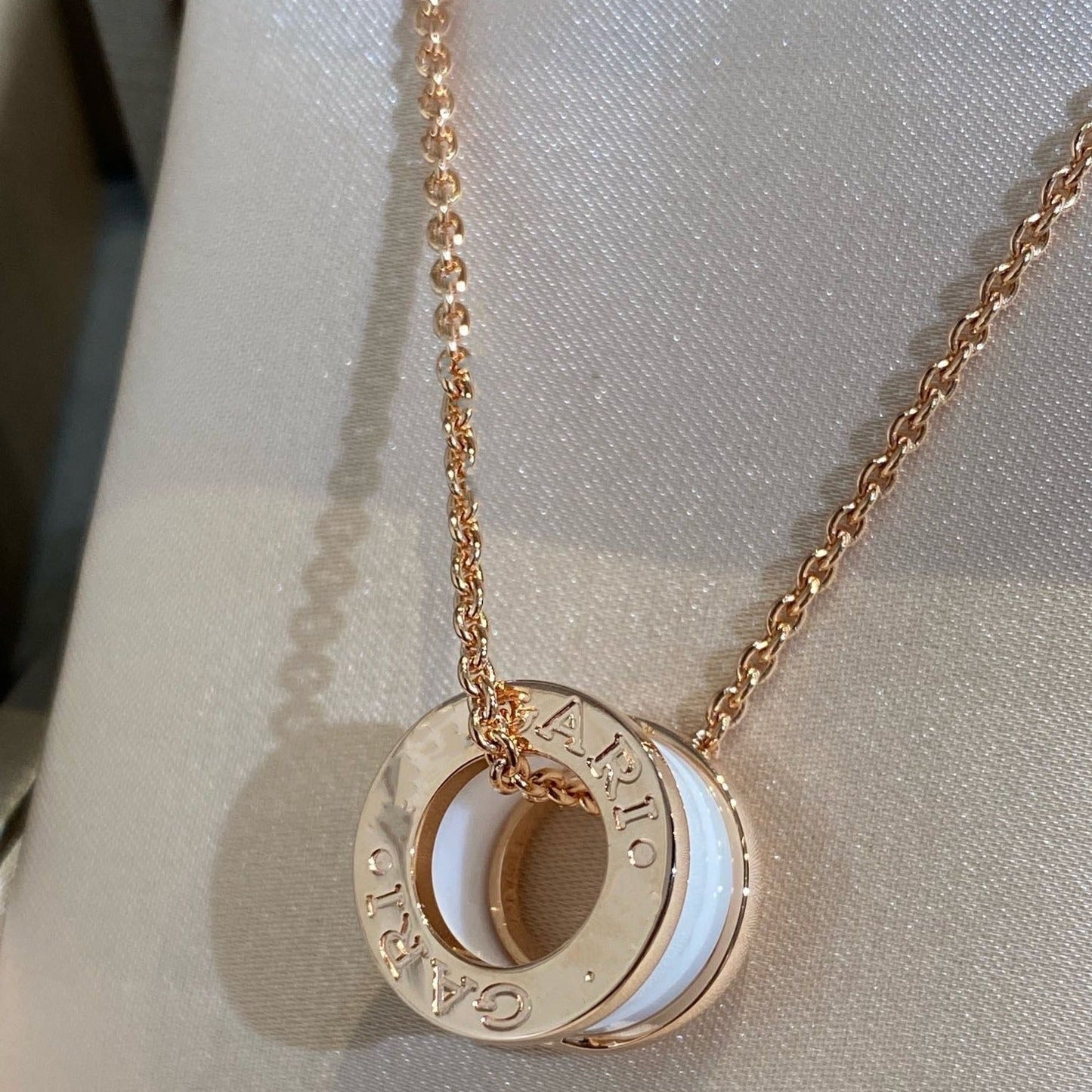 [Solara Jewelry]ZERO 1 WHITE CERAMIC PINK GOLD NECKLACE