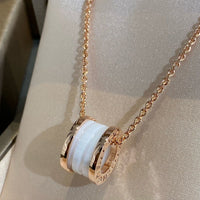 [Solara Jewelry]ZERO 1 WHITE CERAMIC PINK GOLD NECKLACE