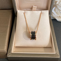 [Solara Jewelry]ZERO 1 SCHWARZE KERAMIK-ROSEGOLD-HALSKETTE
