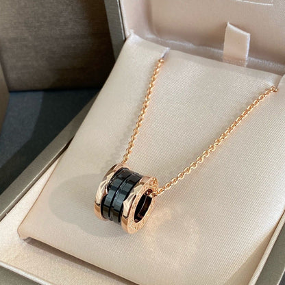 [Solara Jewelry]ZERO 1 BLACK CERAMIC PINK GOLD NECKLACE