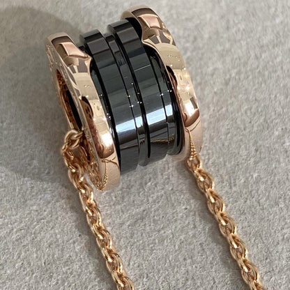 [Solara Jewelry]ZERO 1 BLACK CERAMIC PINK GOLD NECKLACE