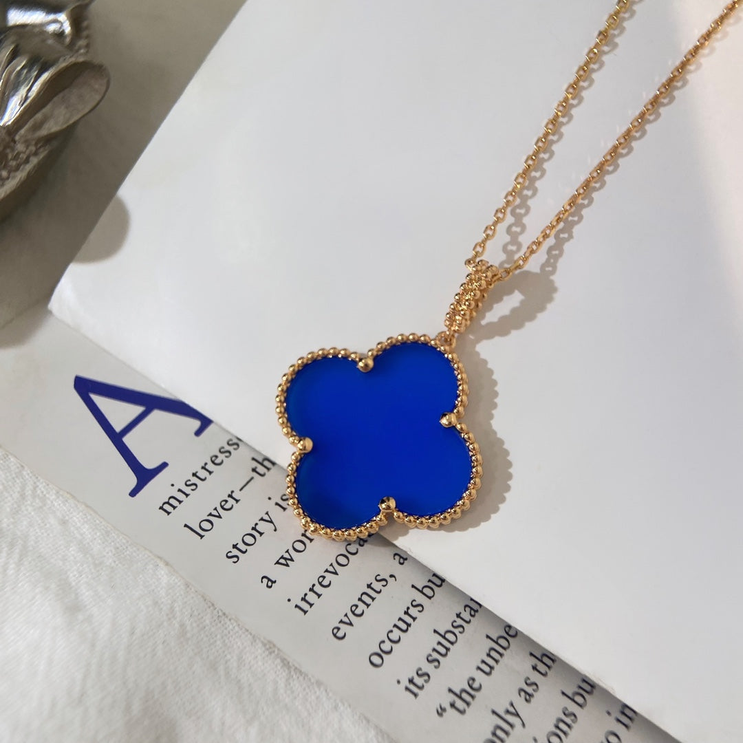 [Solara Jewelry]CLOVER 25MM NECKLACE TURQUOISE ROSE GOLD