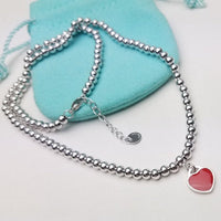 [Solara Jewelry]HEART PEDANT SILVER BALL CHAIN NECKLACE