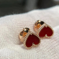 [Solara Jewelry]HEART CARNELIAN STUD EARRINGS