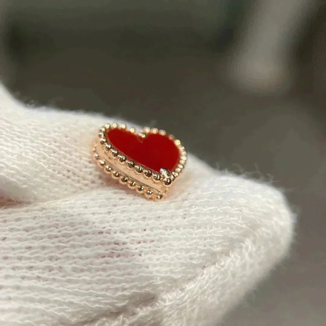 [Solara Jewelry]HEART CARNELIAN STUD EARRINGS