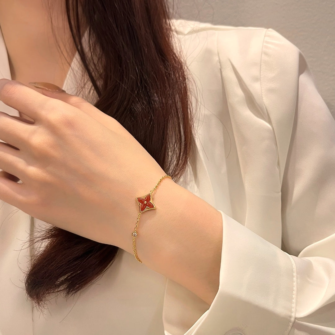 [Solara Jewelry]COLOR STAR CARNELIAN PINK GOLD DIAMOND BRACELET
