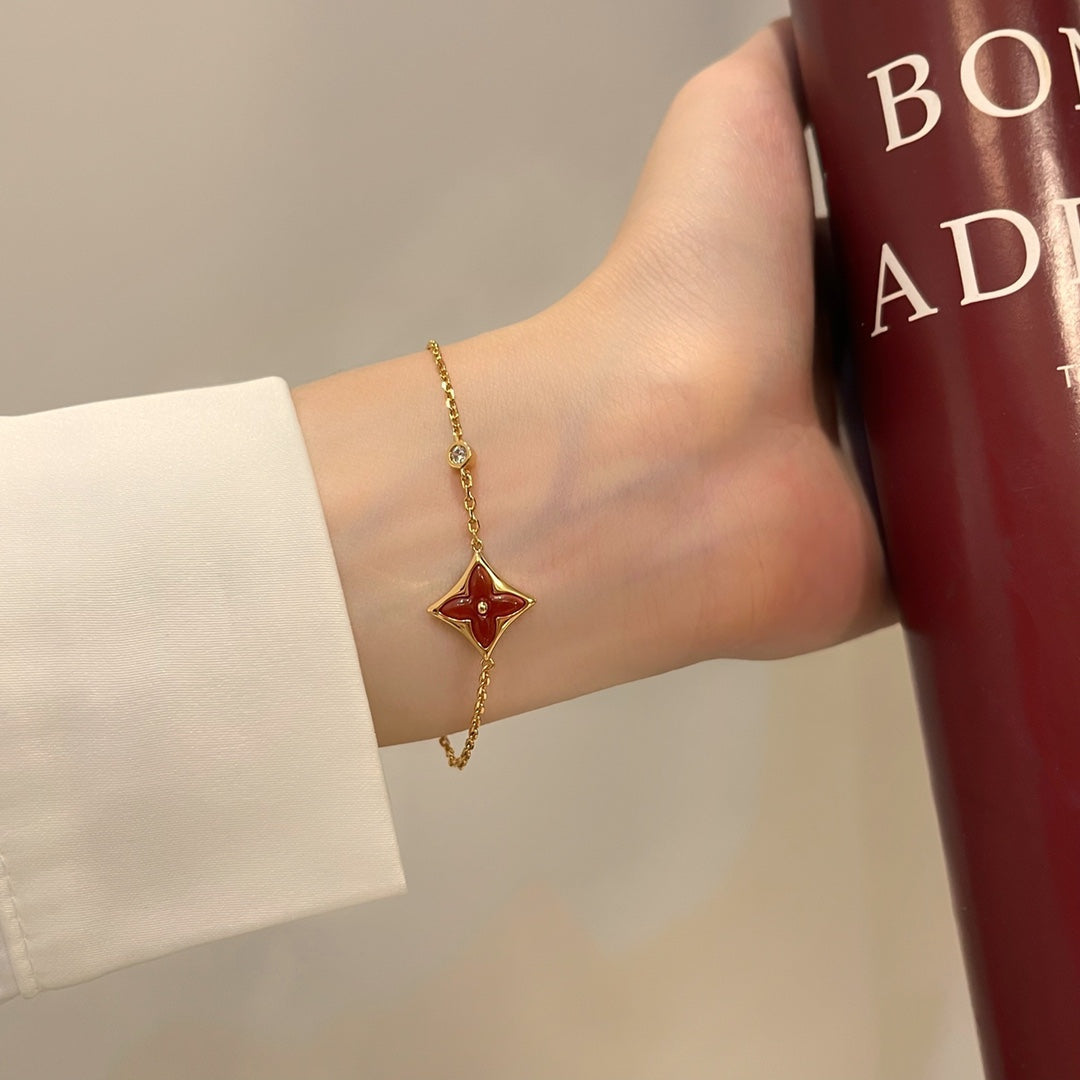 [Solara Jewelry]COLOR STAR CARNELIAN PINK GOLD DIAMOND BRACELET