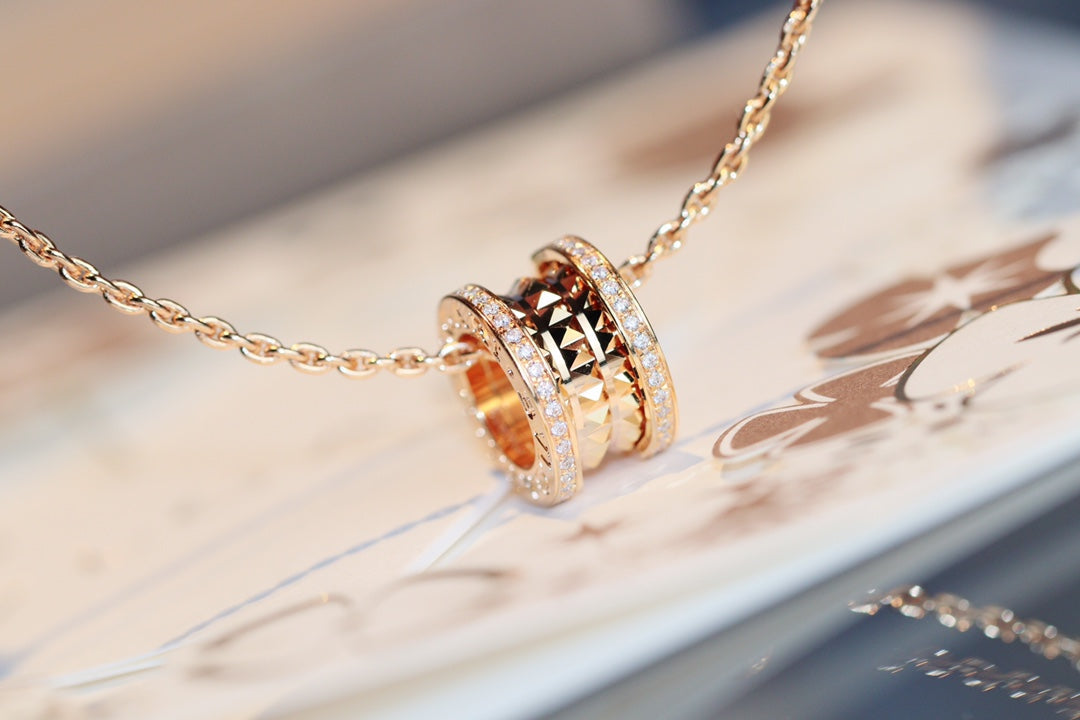 [Solara Jewelry]ZERO 1 ROCK PEDANT PINK GOLD NECKLACE