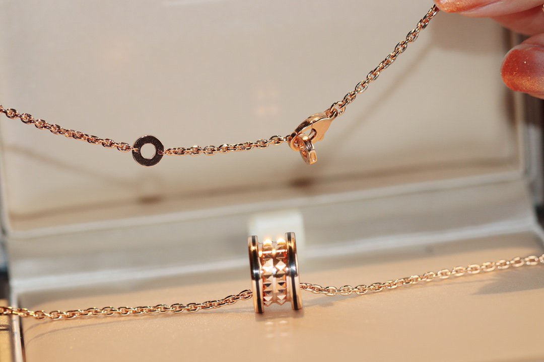 [Solara Jewelry]ZERO 1 ROCK PEDANT PINK GOLD BLACK NECKLACE