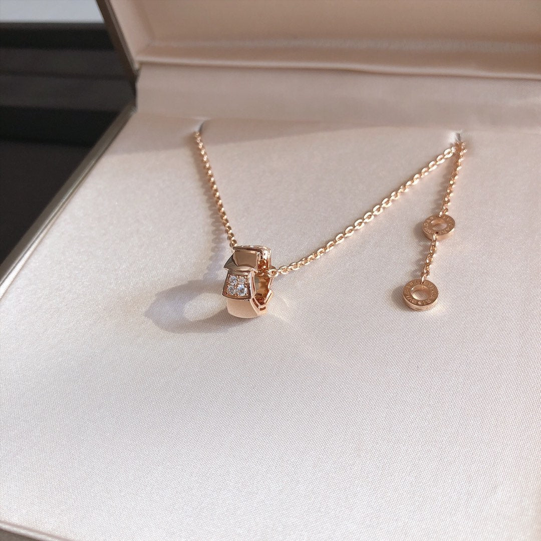 [Solara Jewelry]SERPENTI PEDANT DIAMOND PINK GOLD NECKLACE