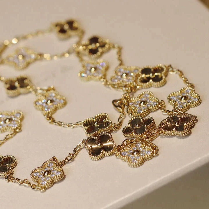 [Solara Jewelry]CLOVER 20 MOTIFS LASER DIAMOND NECKLACE